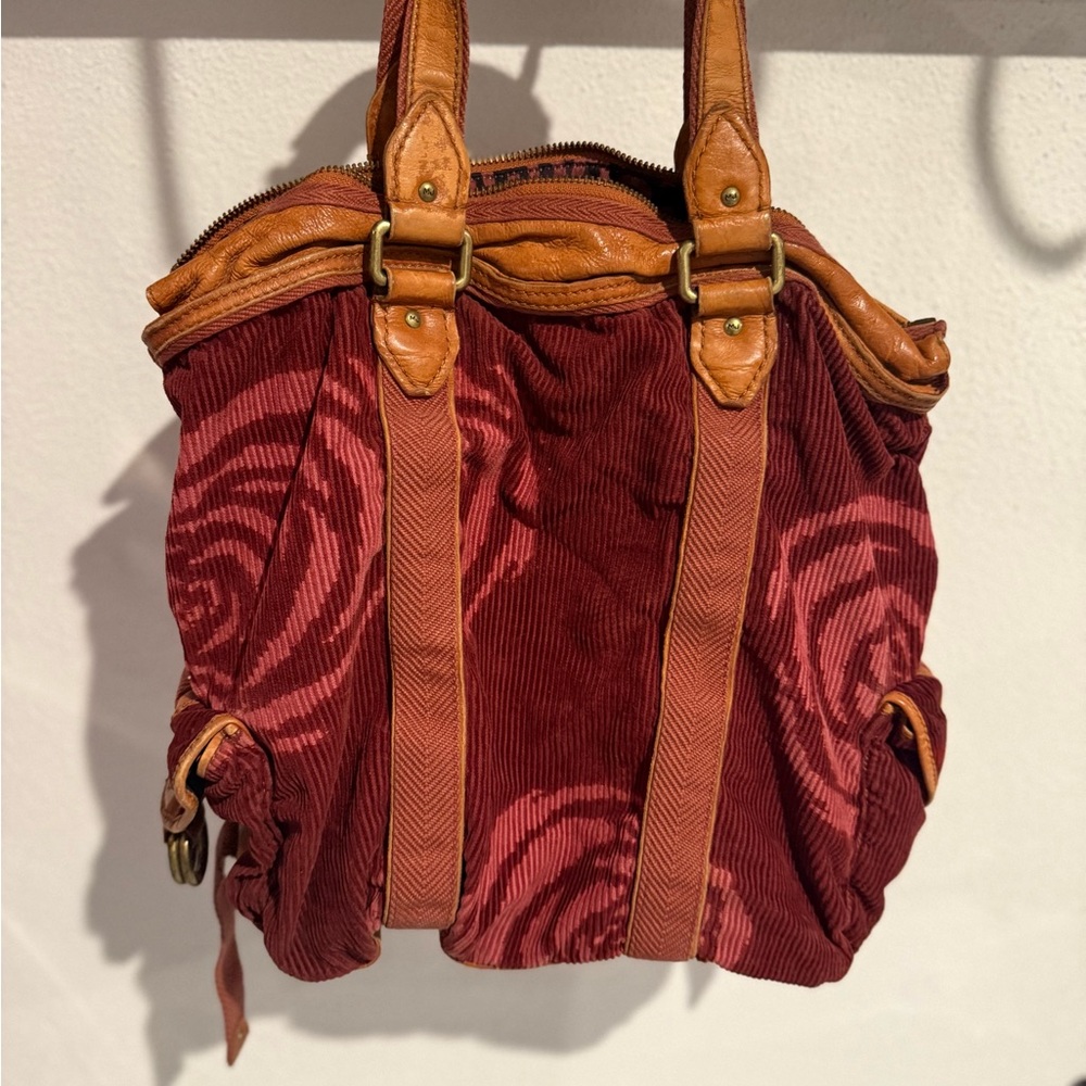 Marc Jacobs Burgundy and Tan Tote Bag
